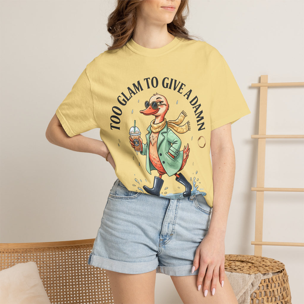 Duck Graphic T-Shirt — "Too Glam to Give a Damn" | No Ducks Given Back Print