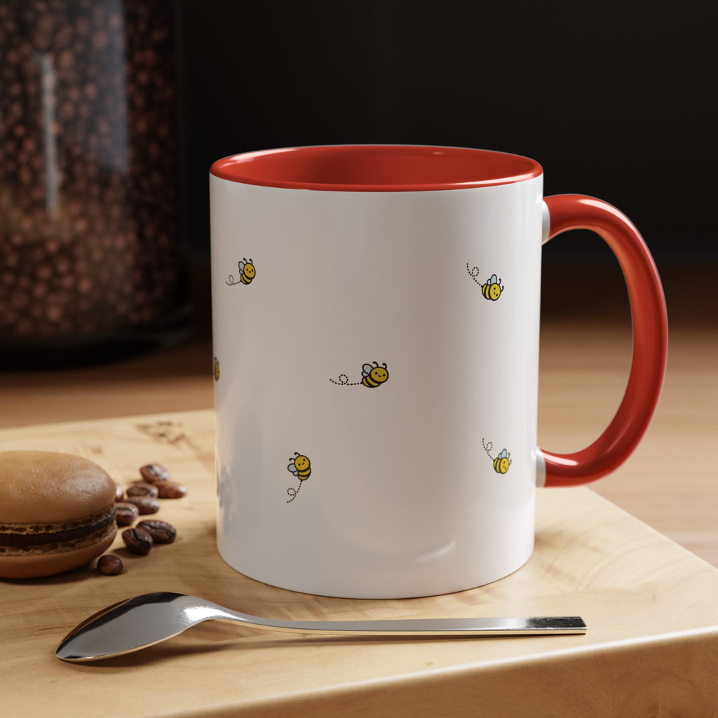 Bee Kind... Bee Pattern Accent Coffee Mug — Cute Bumblebee Dotted 11/15oz Tea Cup