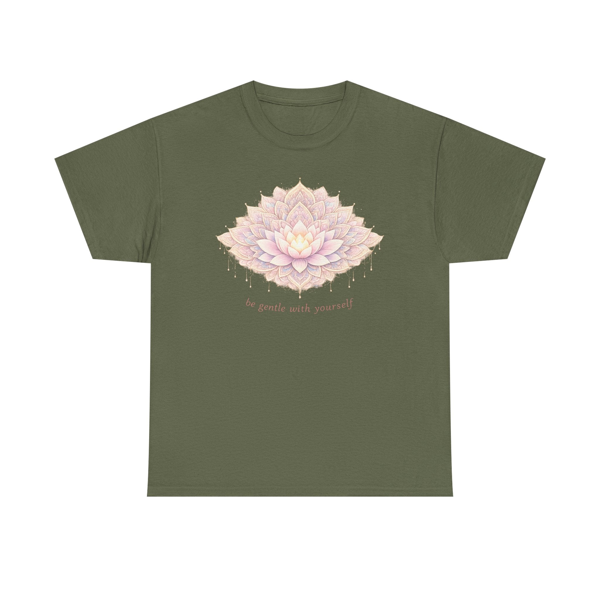 Lotus Floral Tee — "Be Gentle With Yourself" Inspirational Graphic T-Shirt