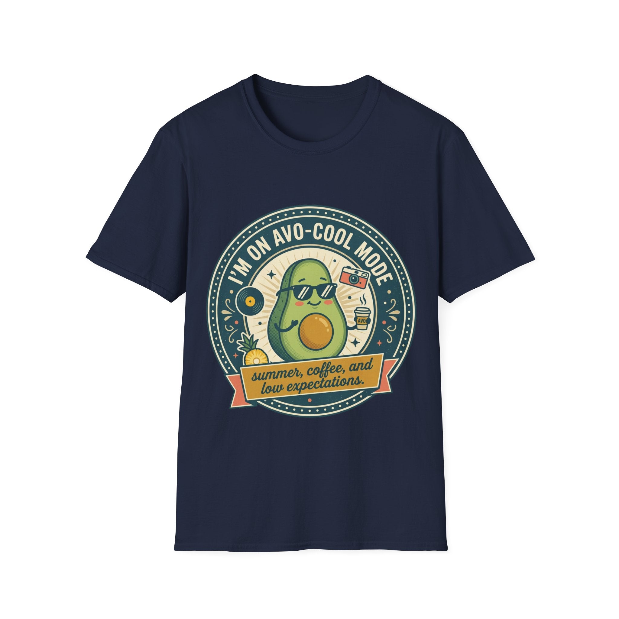 Avocado Graphic T-Shirt — "I'm on Avo-Cool Mode" Summer Coffee Tee