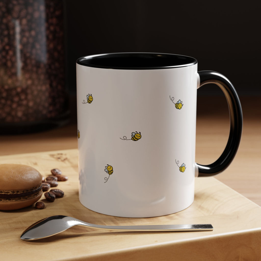 Bee Kind... Bee Pattern Accent Coffee Mug — Cute Bumblebee Dotted 11/15oz Tea Cup