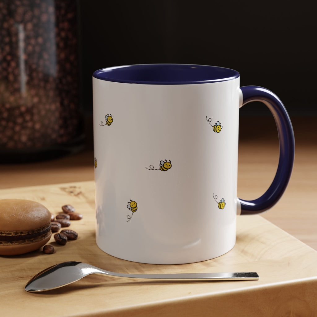 Bee Kind... Bee Pattern Accent Coffee Mug — Cute Bumblebee Dotted 11/15oz Tea Cup