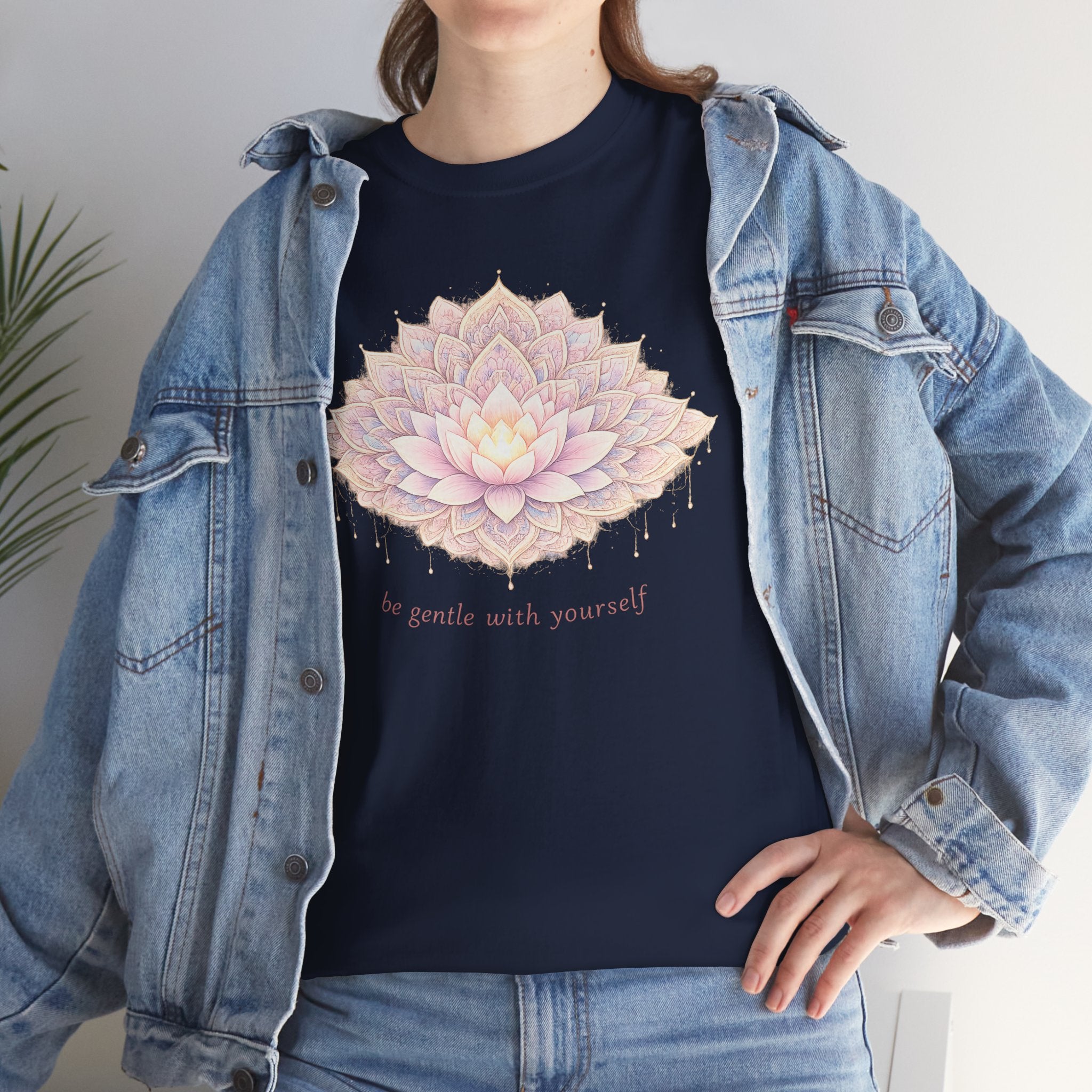 Lotus Floral Tee — "Be Gentle With Yourself" Inspirational Graphic T-Shirt