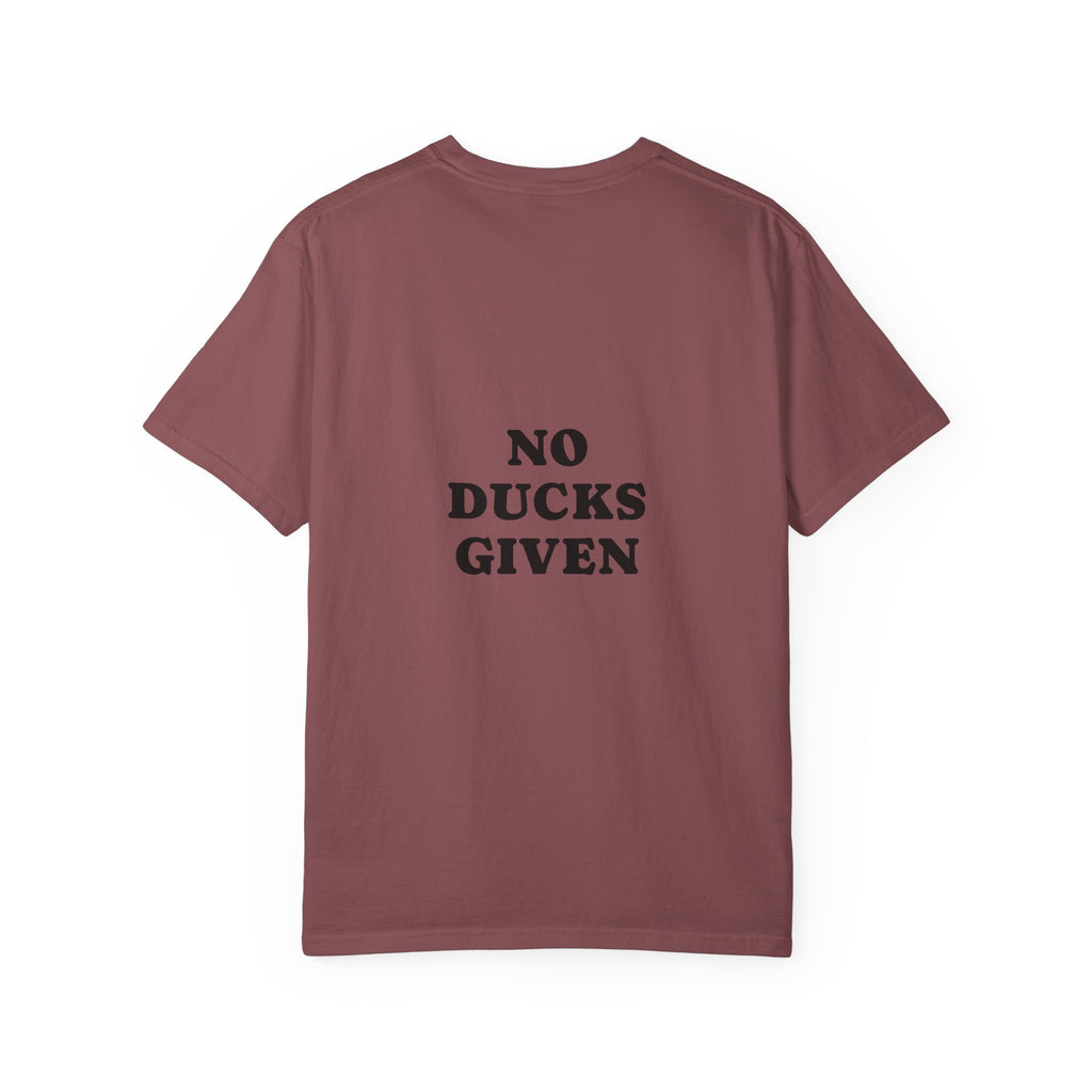 Duck Graphic T-Shirt — "Too Glam to Give a Damn" | No Ducks Given Back Print