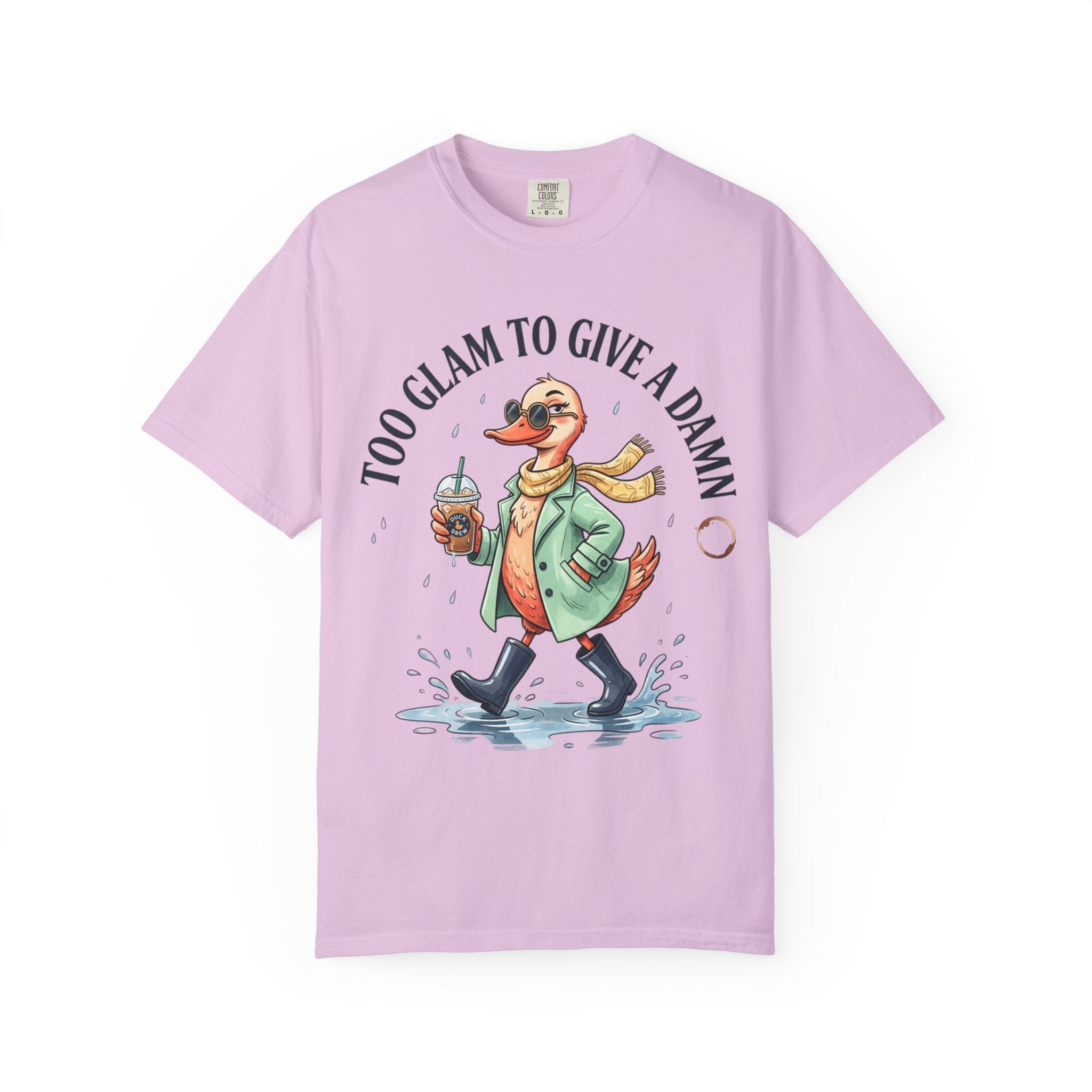 Duck Graphic T-Shirt — "Too Glam to Give a Damn" | No Ducks Given Back Print