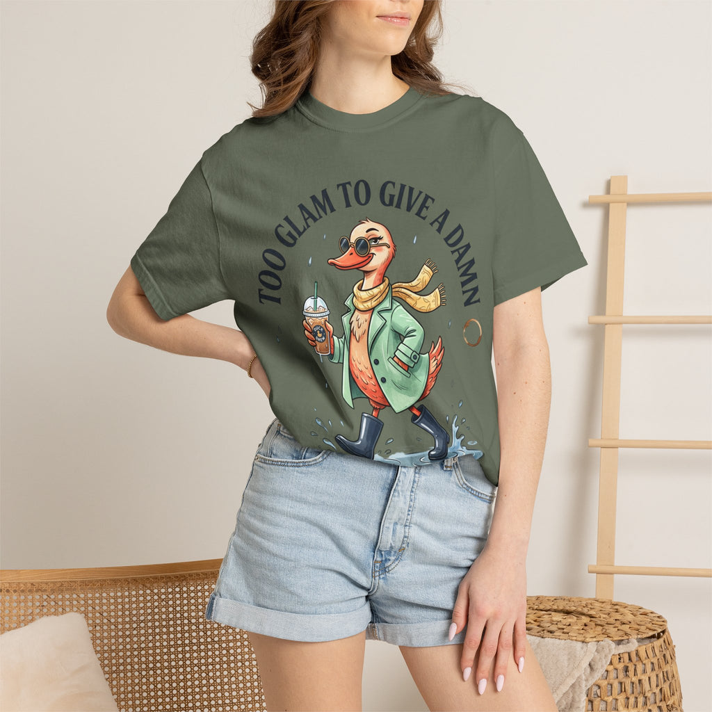Duck Graphic T-Shirt — "Too Glam to Give a Damn" | No Ducks Given Back Print