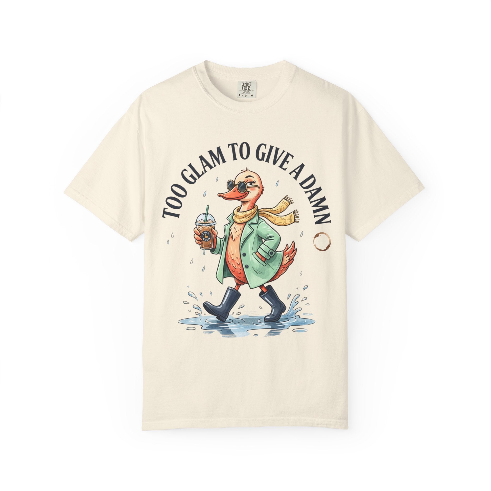 Duck Graphic T-Shirt — "Too Glam to Give a Damn" | No Ducks Given Back Print