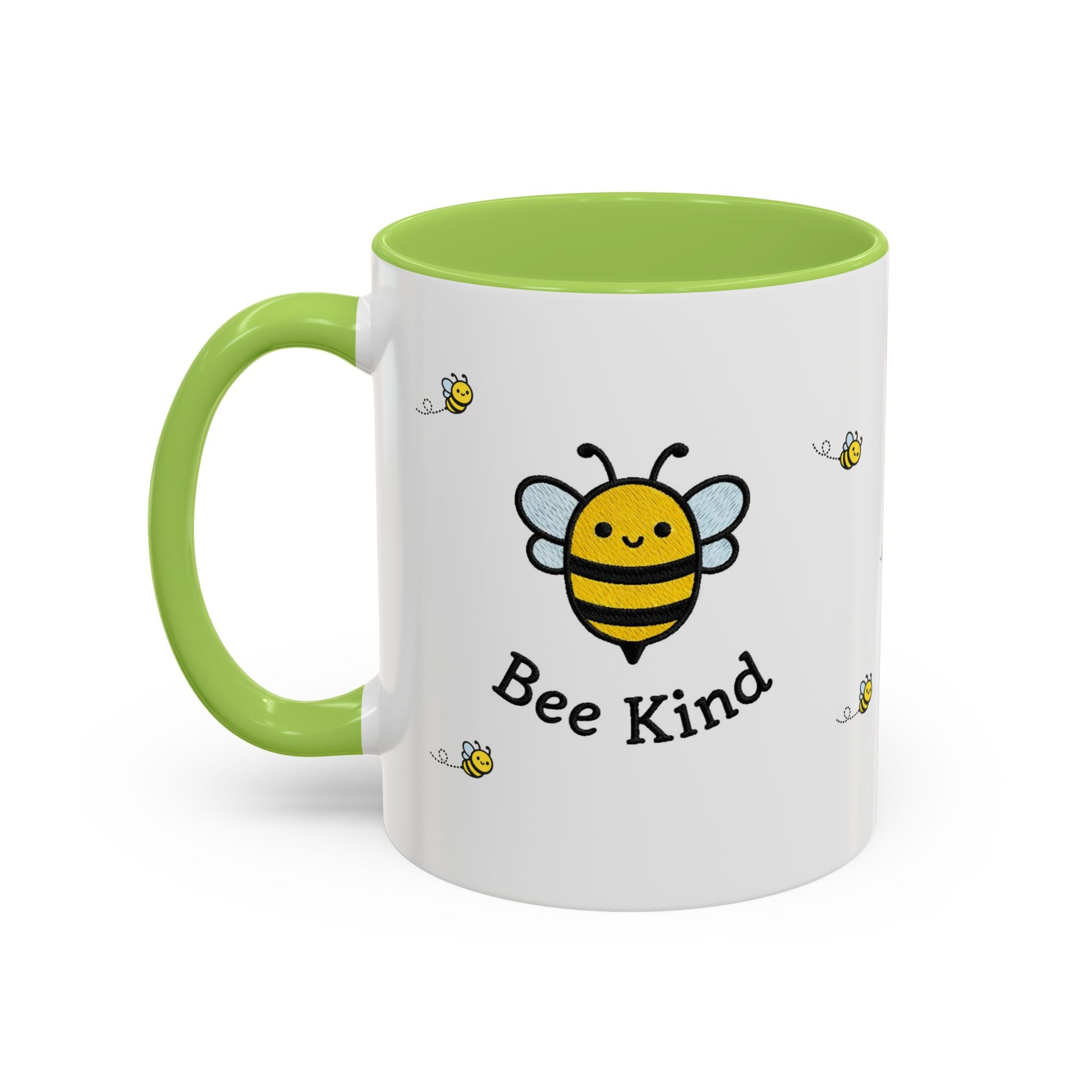 Bee Kind... Bee Pattern Accent Coffee Mug — Cute Bumblebee Dotted 11/15oz Tea Cup