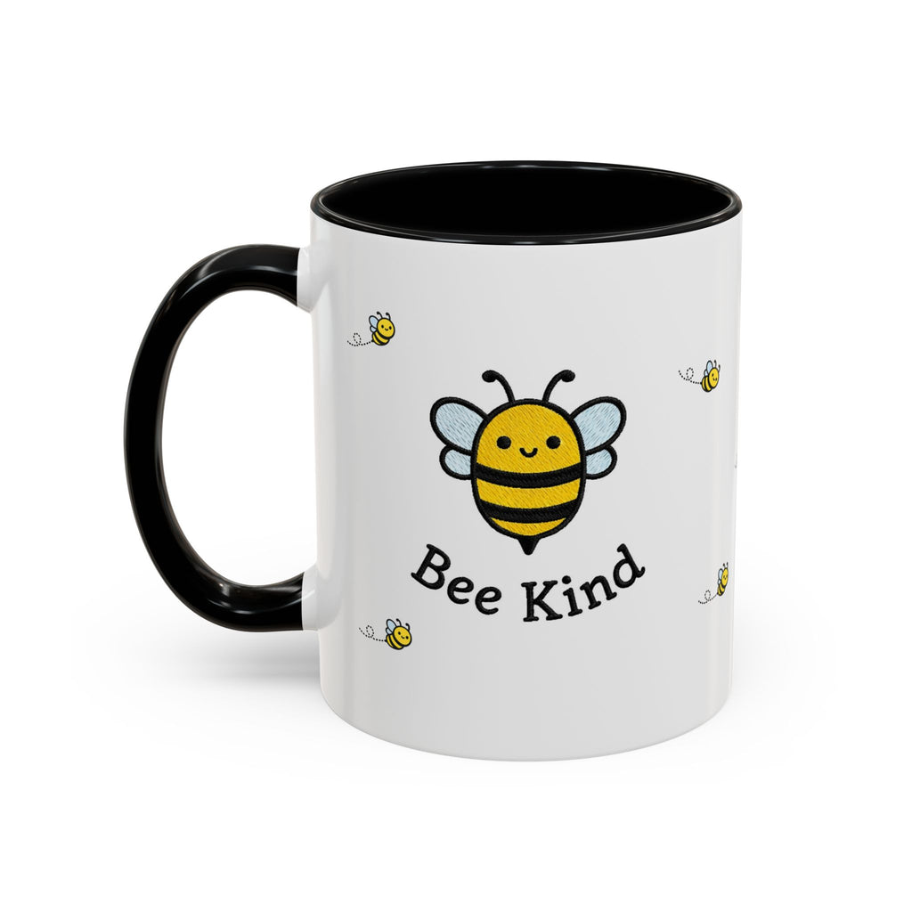 Bee Kind... Bee Pattern Accent Coffee Mug — Cute Bumblebee Dotted 11/15oz Tea Cup