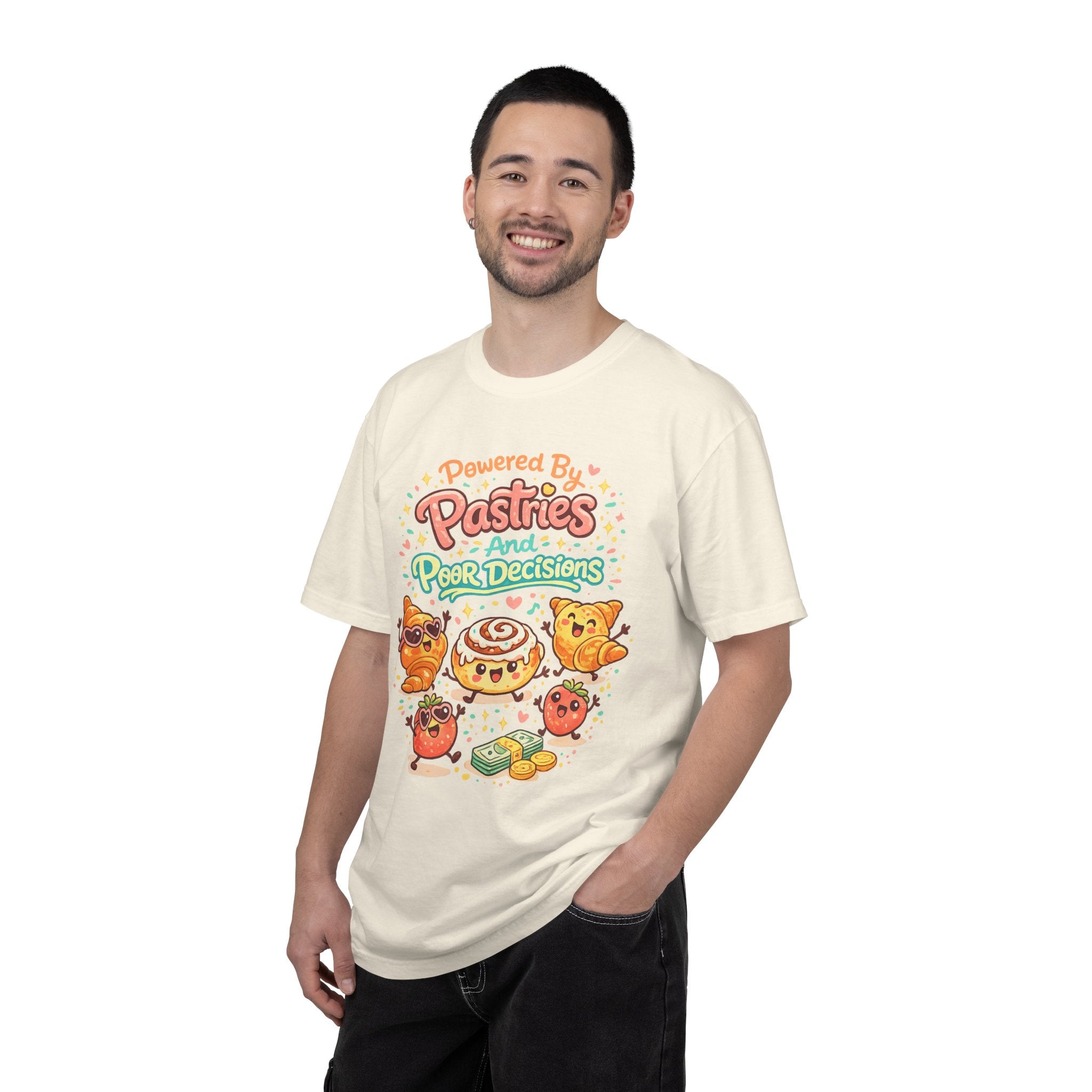 Pastry Power T-Shirt — “Powered by Pastries and Poor Decisions” Cute Baked Goods Graphic Tee
