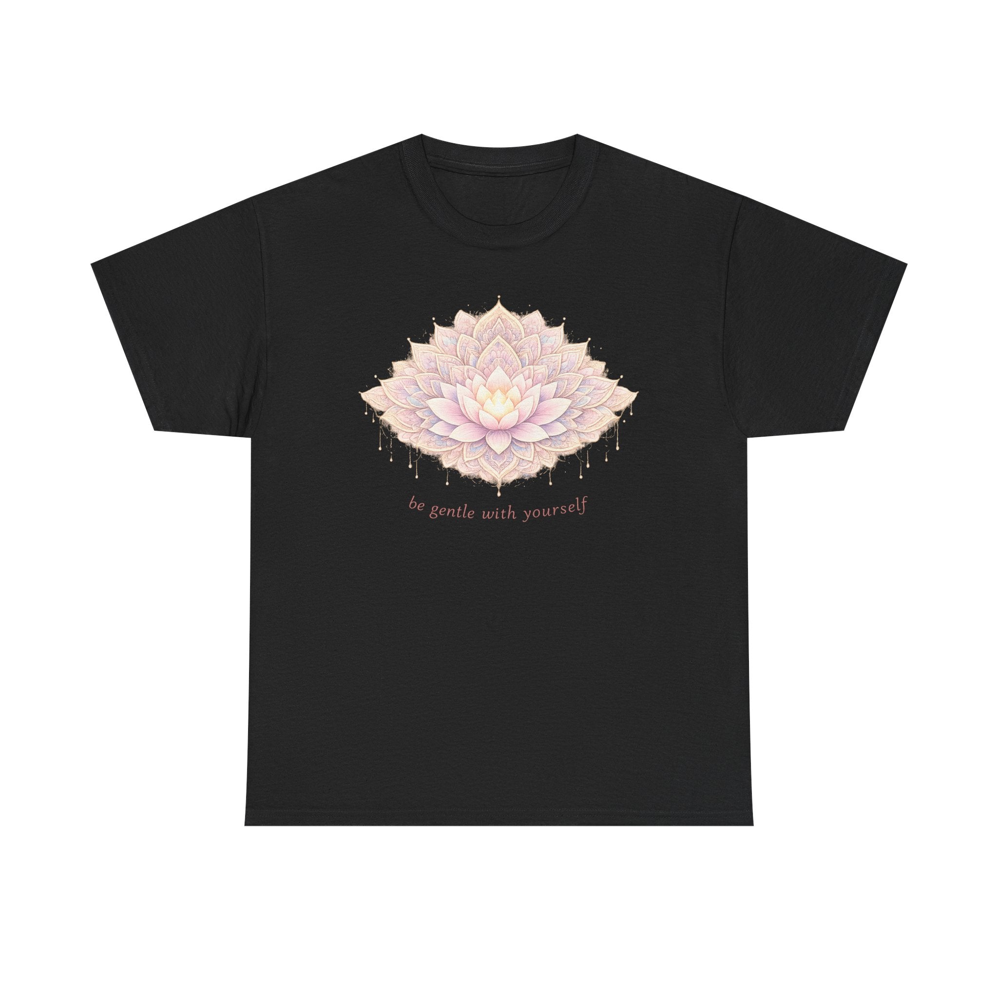 Lotus Floral Tee — "Be Gentle With Yourself" Inspirational Graphic T-Shirt