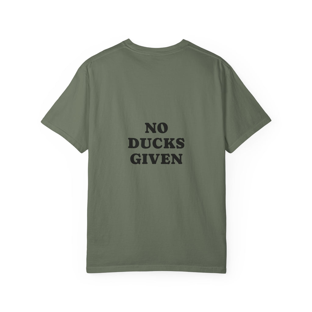 Duck Graphic T-Shirt — "Too Glam to Give a Damn" | No Ducks Given Back Print