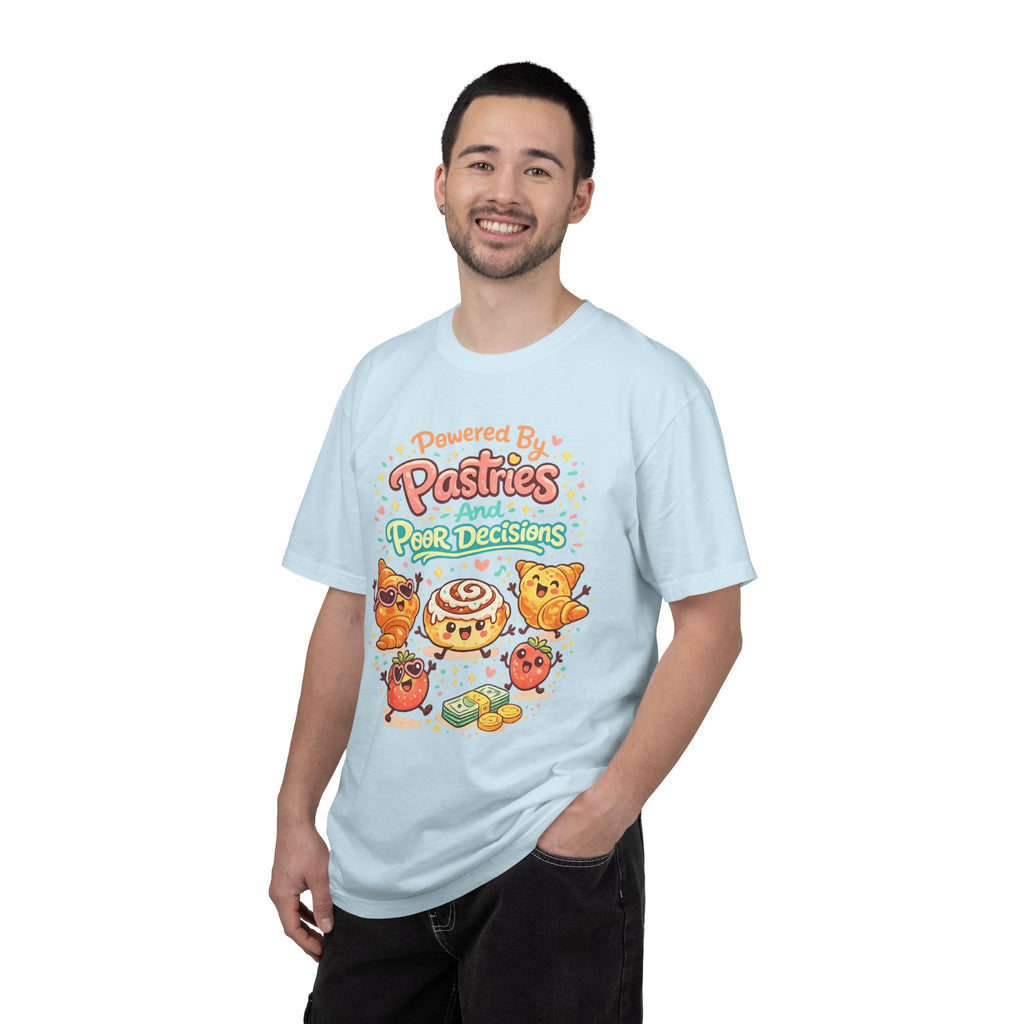 Pastry Power T-Shirt — “Powered by Pastries and Poor Decisions” Cute Baked Goods Graphic Tee