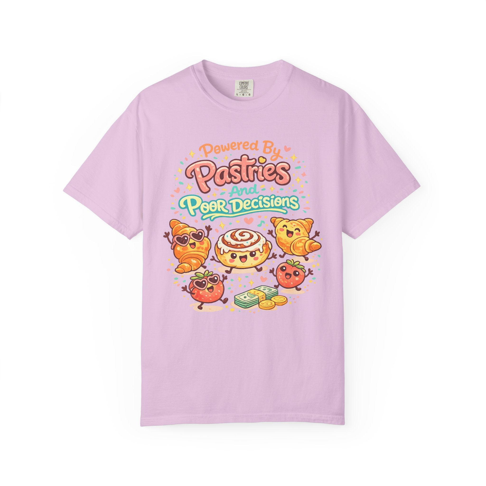 Pastry Power T-Shirt — “Powered by Pastries and Poor Decisions” Cute Baked Goods Graphic Tee