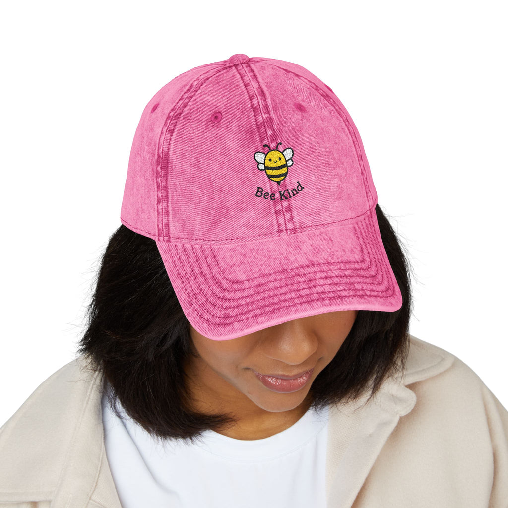 Embroidered Vintage Cap - Bee Kind
