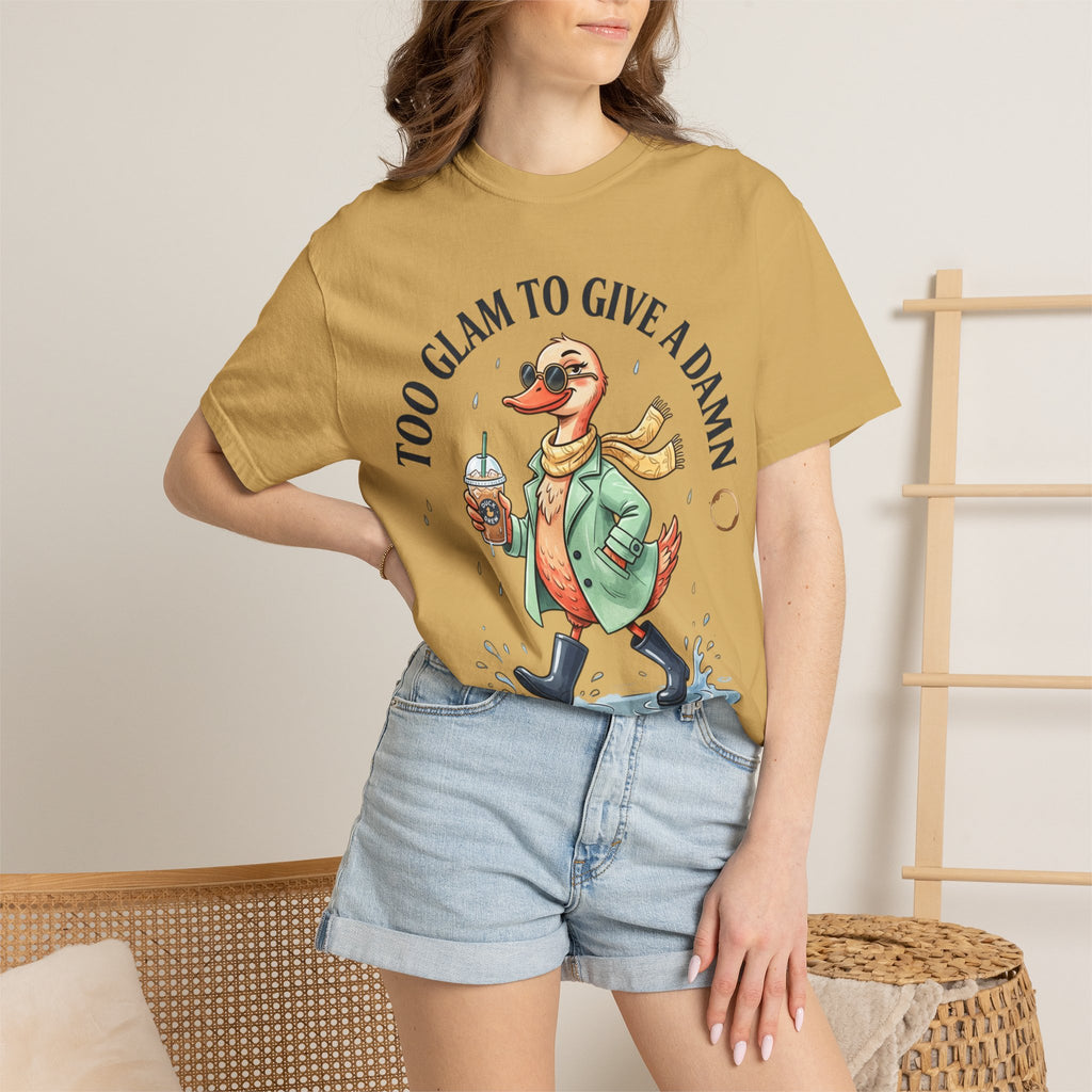 Duck Graphic T-Shirt — "Too Glam to Give a Damn" | No Ducks Given Back Print