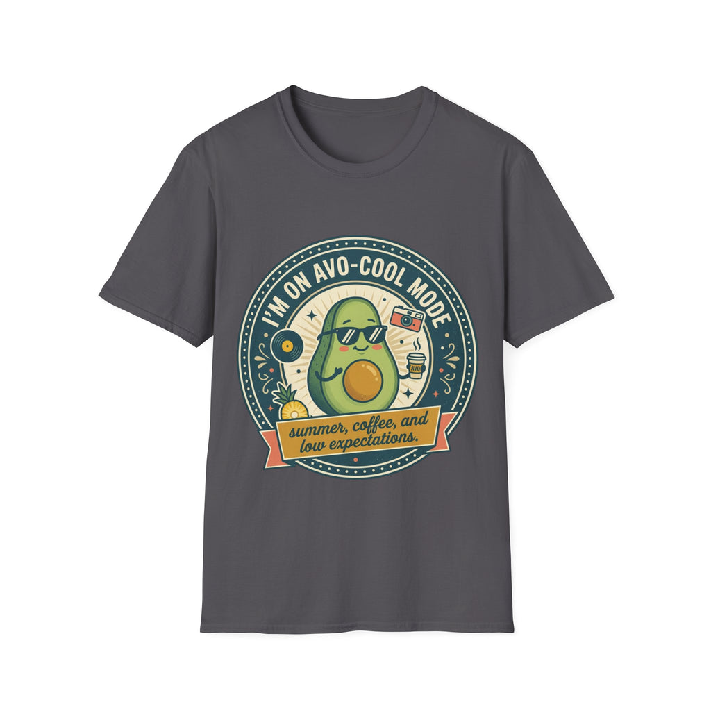 Avocado Graphic T-Shirt — "I'm on Avo-Cool Mode" Summer Coffee Tee