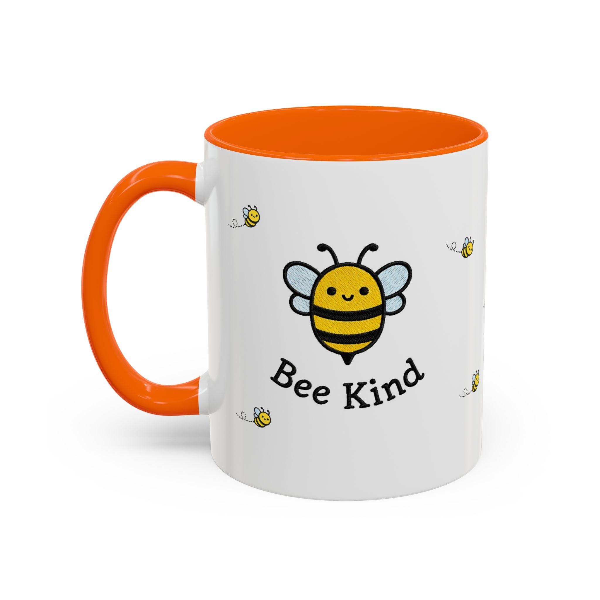Bee Kind... Bee Pattern Accent Coffee Mug — Cute Bumblebee Dotted 11/15oz Tea Cup