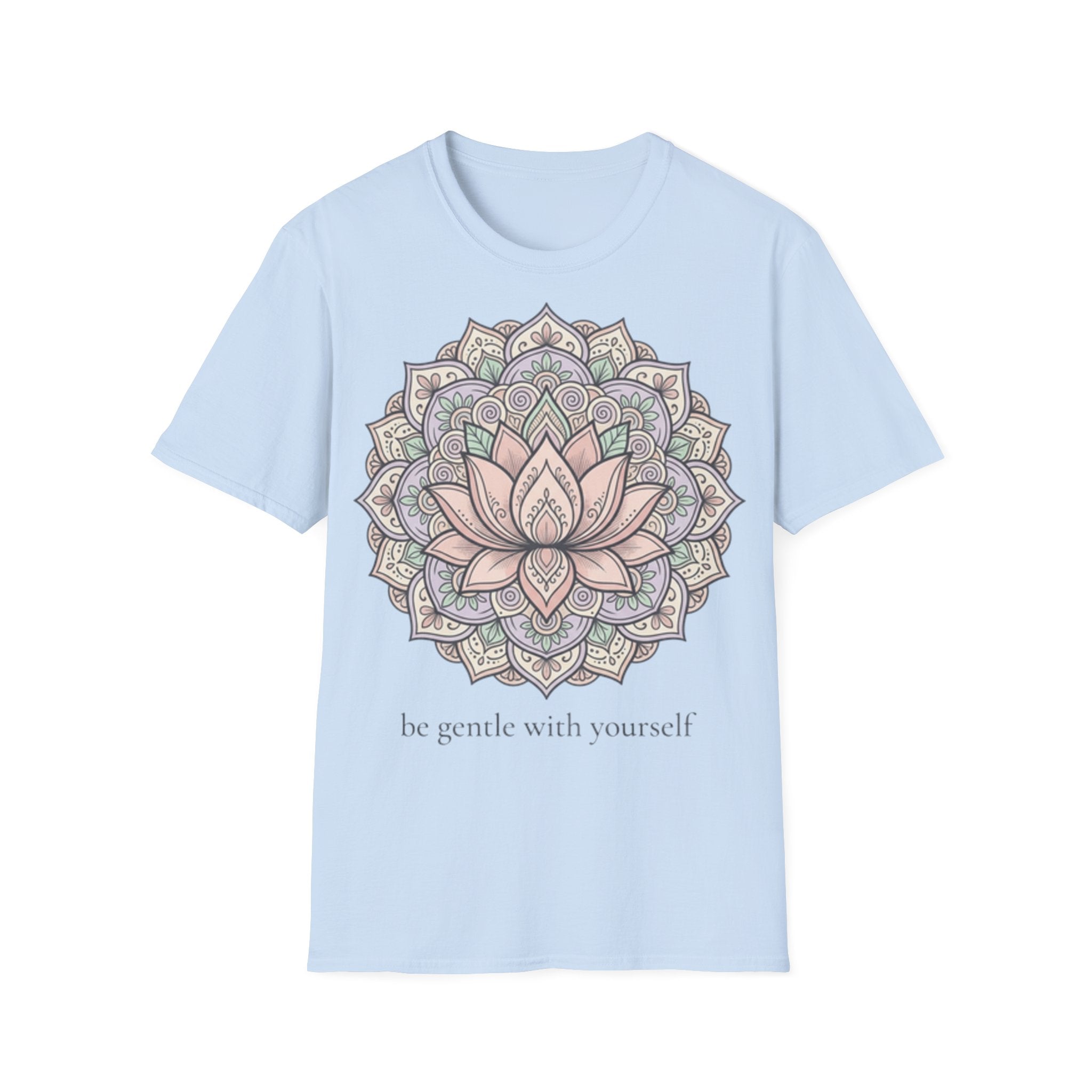 Be Gentle With Yourself Lotus T-Shirt — ‘Peace Over Pressure’ Relaxed Mindfulness Tee