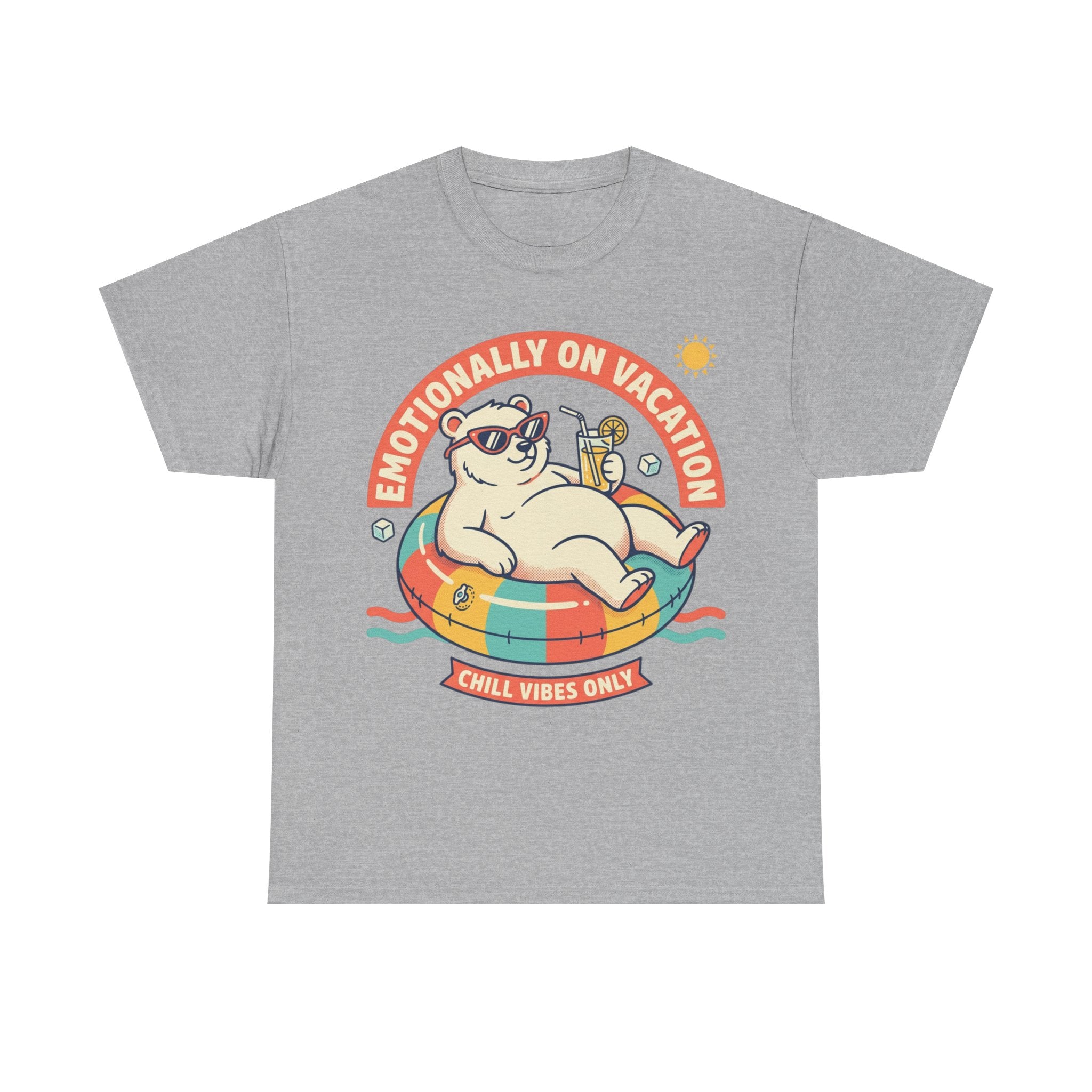 T-Shirt — "Emotionally On Vacation" Chill Vibes Tee (Back: Resting Rich Face)