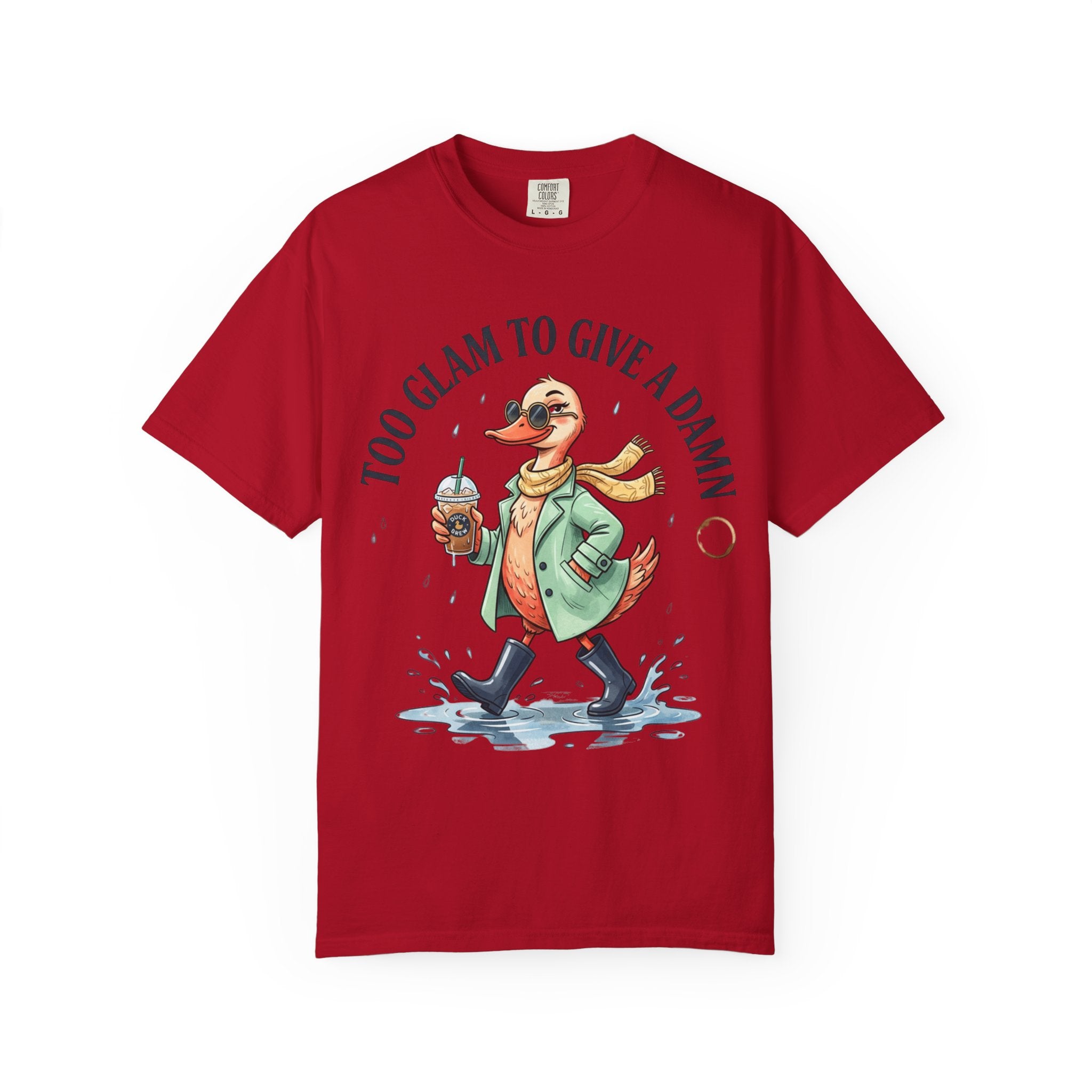 Duck Graphic T-Shirt — "Too Glam to Give a Damn" | No Ducks Given Back Print
