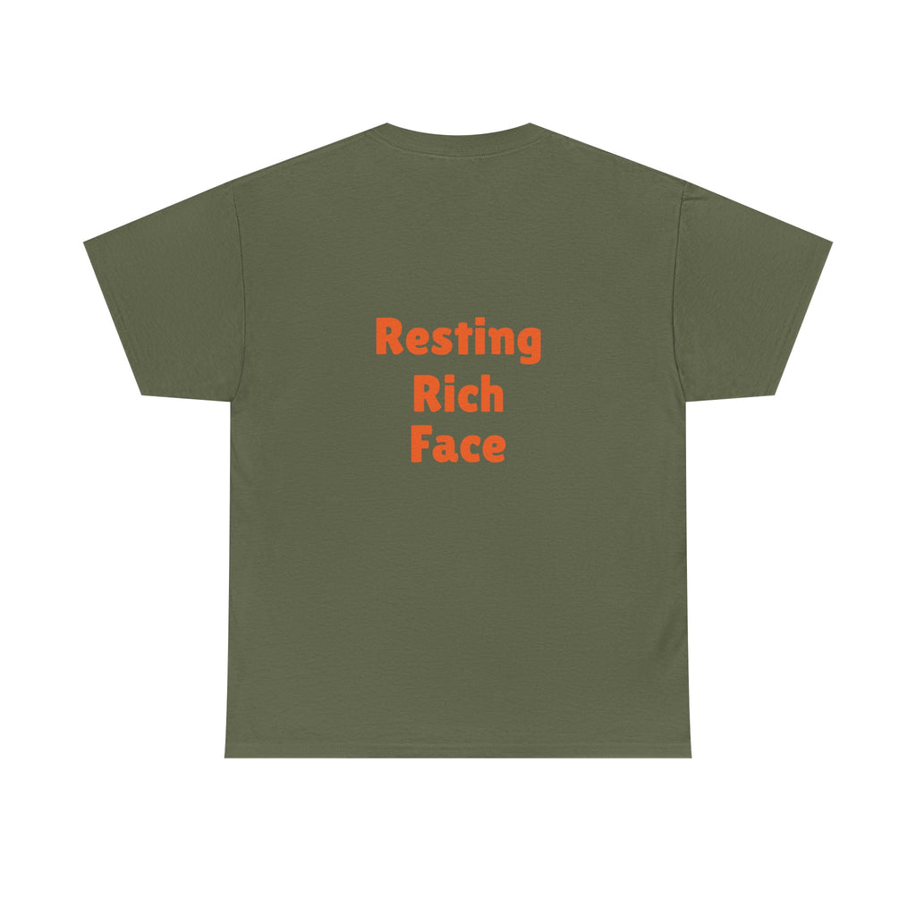 T-Shirt — "Emotionally On Vacation" Chill Vibes Tee (Back: Resting Rich Face)