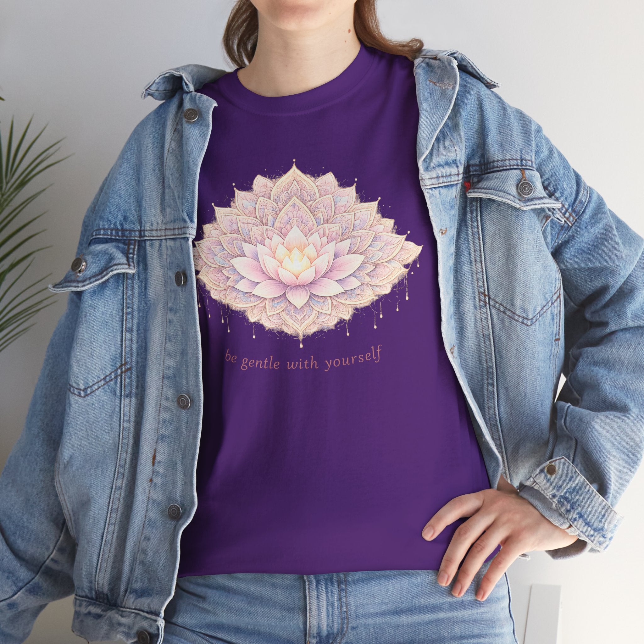 Lotus Floral Tee — "Be Gentle With Yourself" Inspirational Graphic T-Shirt