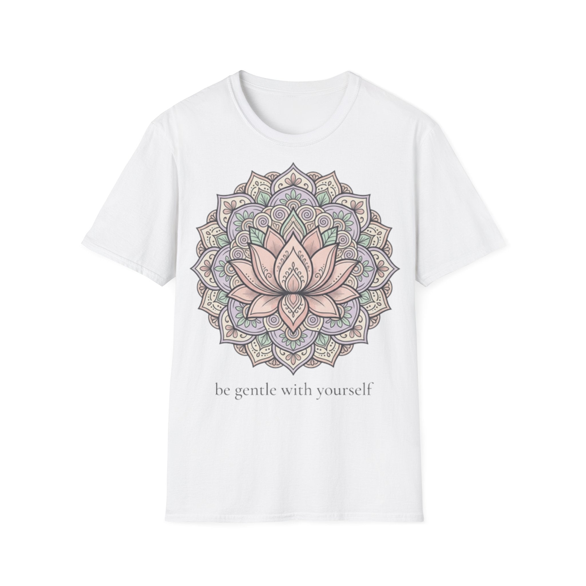 Be Gentle With Yourself Lotus T-Shirt — ‘Peace Over Pressure’ Relaxed Mindfulness Tee