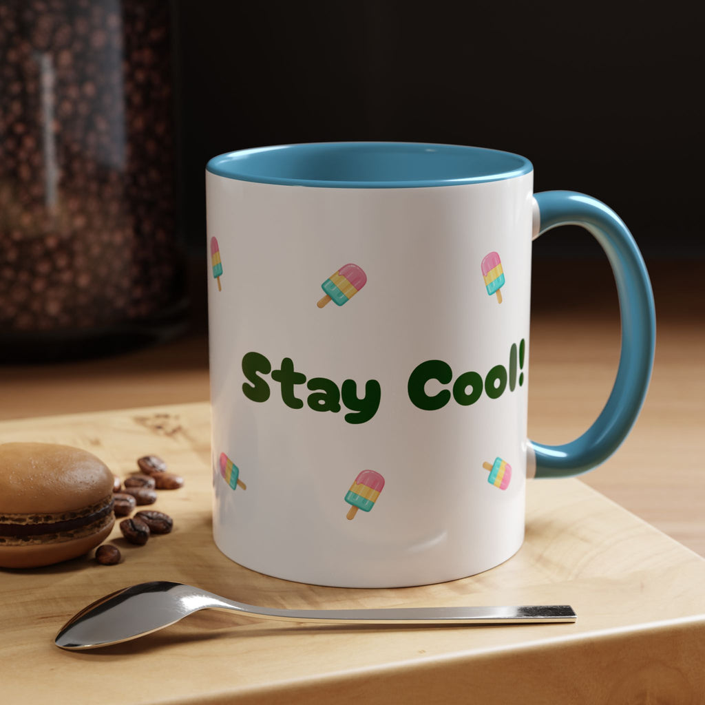 Accent Coffee Mug — "Stay Cool!" Popsicle Summer Design (11/15 oz)