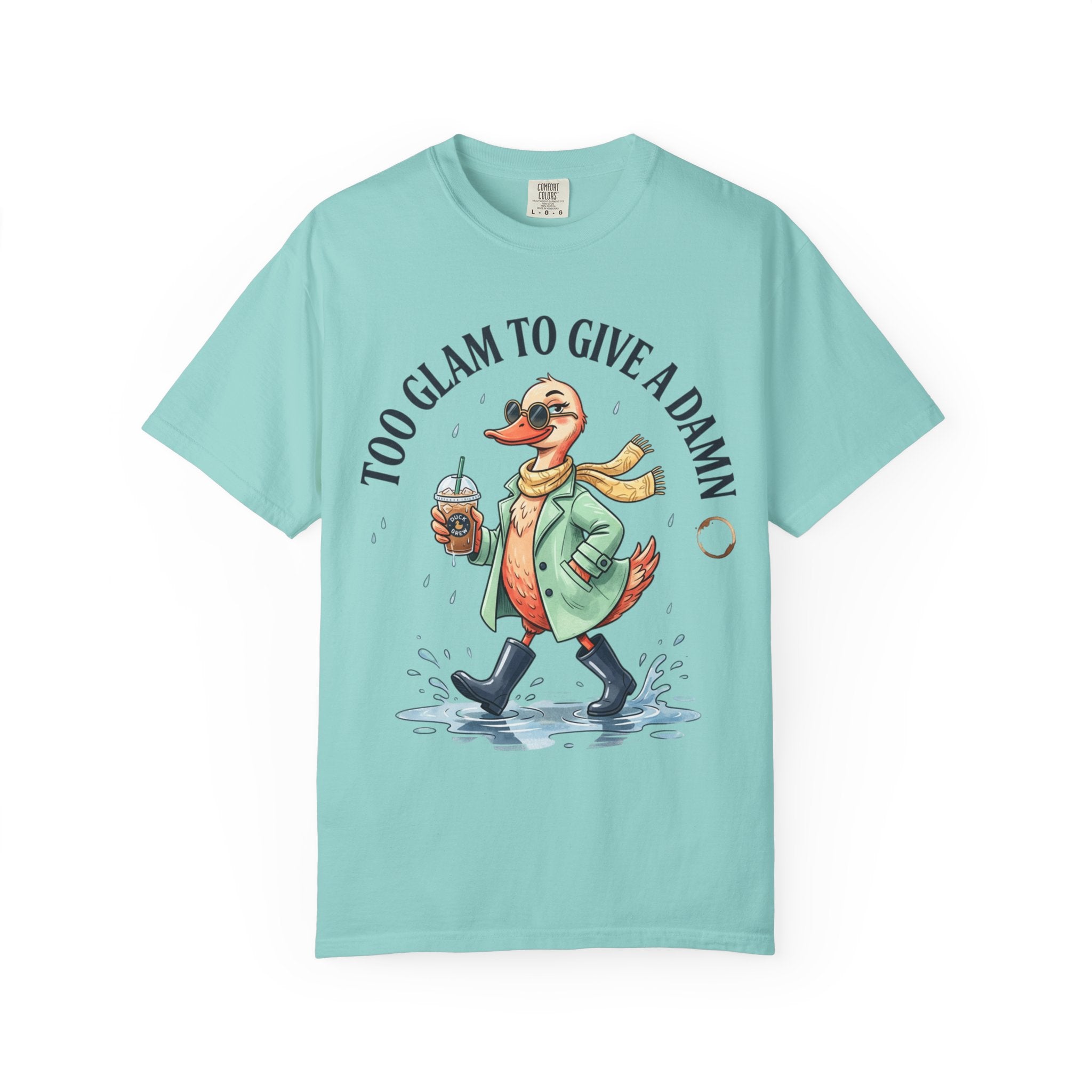 Duck Graphic T-Shirt — "Too Glam to Give a Damn" | No Ducks Given Back Print