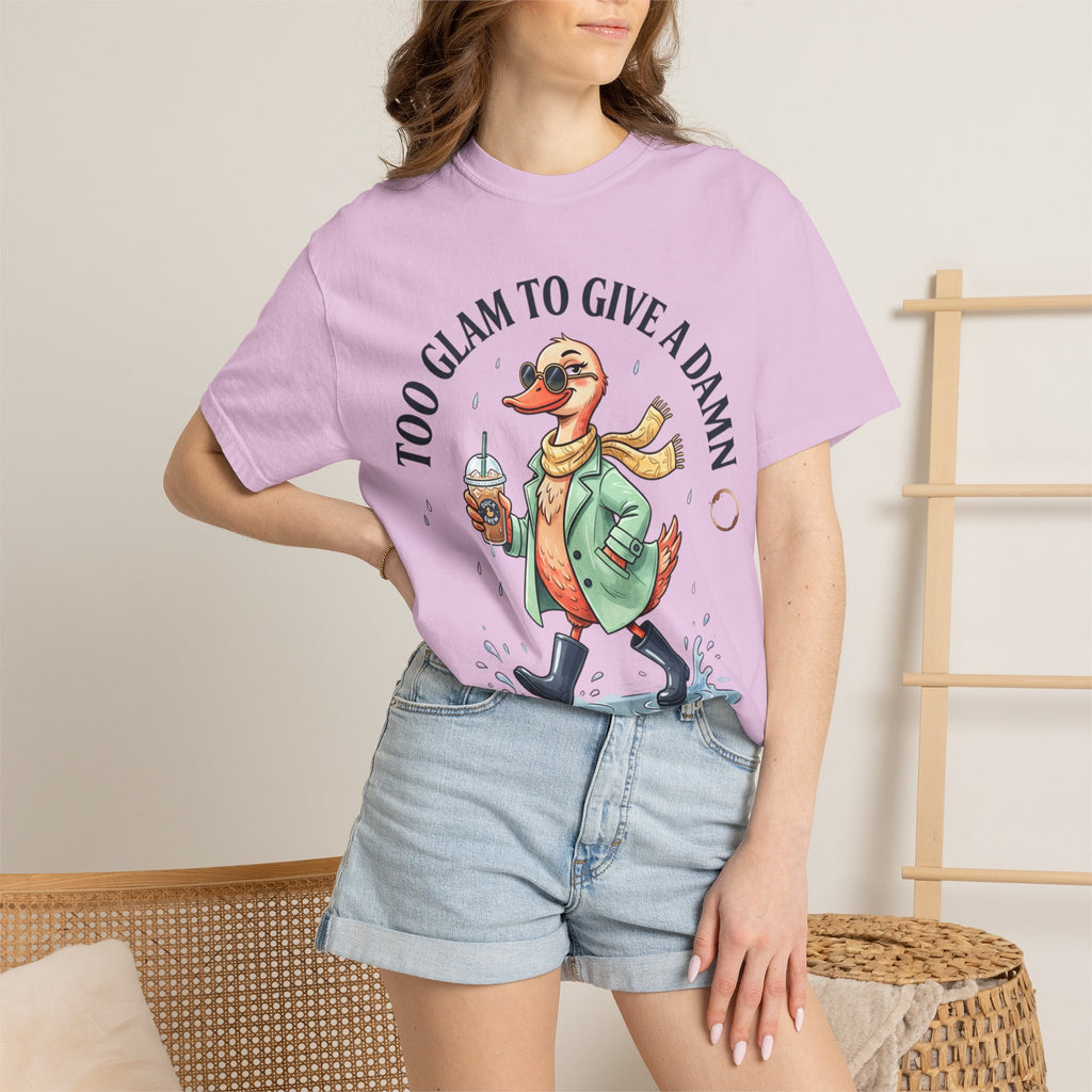 Duck Graphic T-Shirt — "Too Glam to Give a Damn" | No Ducks Given Back Print